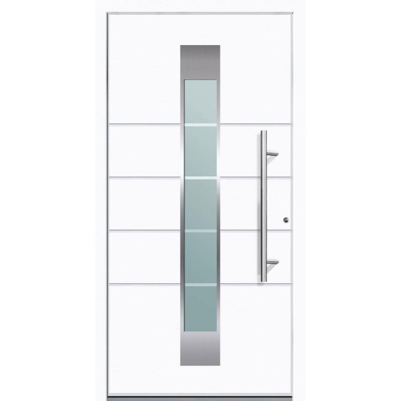 Aluminium Sicherheits-Haustür Turin Superior 60 mm weiß 110 x 210 cm Anschlag rechts inkl Griffset