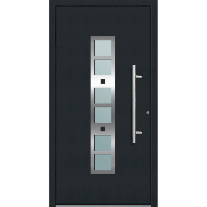 Aluminium Sicherheits-Haustür Pisa Superior 60 mm anthrazit 110 x 210 cm Anschlag rechts inkl Griffset