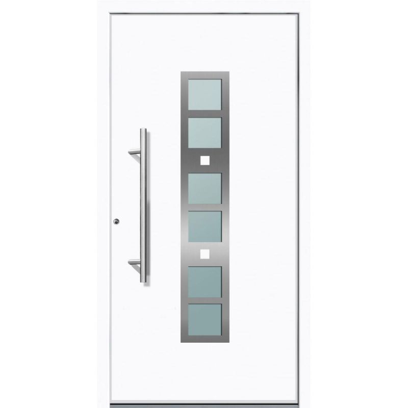 Aluminium Sicherheits-Haustür Pisa Superior 60 mm weiß 110 x 210 cm Anschlag links inkl Griffset