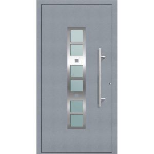 Aluminium Sicherheits-Haustür Pisa Exklusiv 75 mm grau 110 x 210 cm Anschlag rechts inkl Griffset Aluminium Sicherheits-Haustür Pisa Exklusiv 75 mm grau 110 x 210 cm Anschlag rechts inkl Griffset
