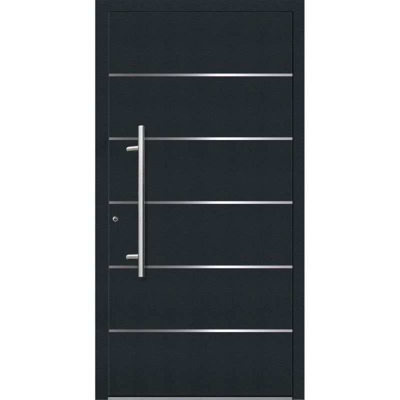 Aluminium Sicherheits-Haustür Livorno Superior 60 mm anthrazit 110 x 210 cm Anschlag links inkl Griffset