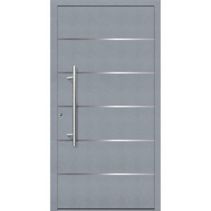 Aluminium Sicherheits-Haustür Livorno Superior 60 mm grau 110 x 210 cm Anschlag links inkl Griffset