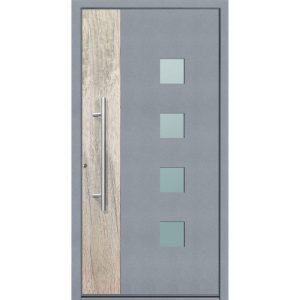 Aluminium Sicherheits-Haustür Messina Superior 60 mm grau 100 x 210 cm Anschlag links inkl Griffset