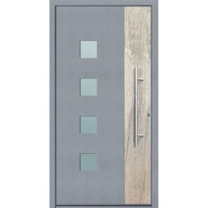 Aluminium Sicherheits-Haustür Messina Superior 60 mm grau 100 x 210 cm Anschlag rechts inkl Griffset