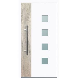 Aluminium Sicherheits-Haustür Messina Exklusiv 75 mm weiß 100 x 210 cm Anschlag links inkl Griffset