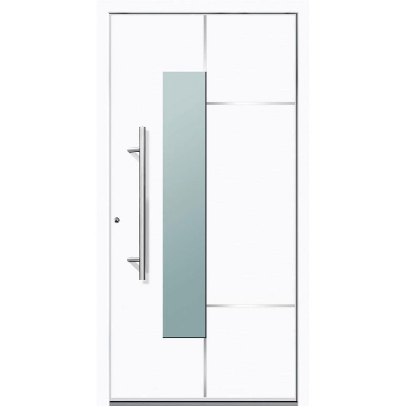 Aluminium Sicherheits-Haustür Bari Superior 60 mm weiß 100 x 210 cm Anschlag links inkl Griffset