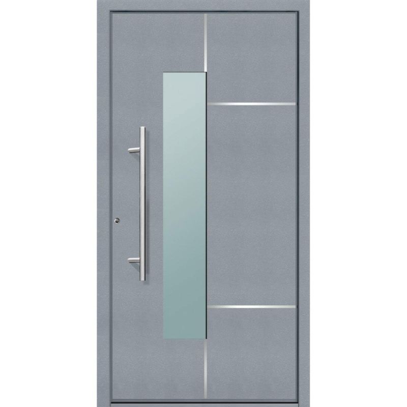 Aluminium Sicherheits-Haustür Bari Superior 60 mm grau 100 x 210 cm Anschlag links inkl Griffset