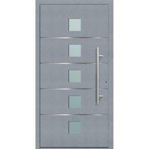 Aluminium Sicherheits-Haustür Triest Exklusiv 75 mm grau 100 x 210 cm Anschlag rechts inkl Griffset Aluminium Sicherheits-Haustür Triest Exklusiv 75 mm grau 100 x 210 cm Anschlag rechts inkl Griffset