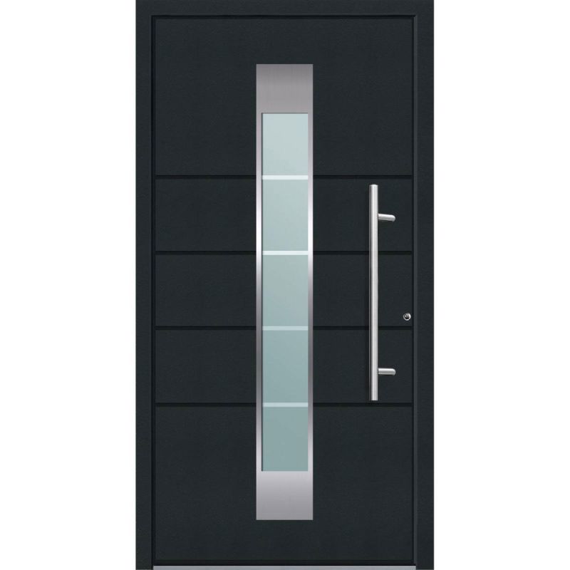 Aluminium Sicherheits-Haustür Turin Superior 60 mm anthrazit 100 x 210 cm Anschlag rechts inkl Griffset