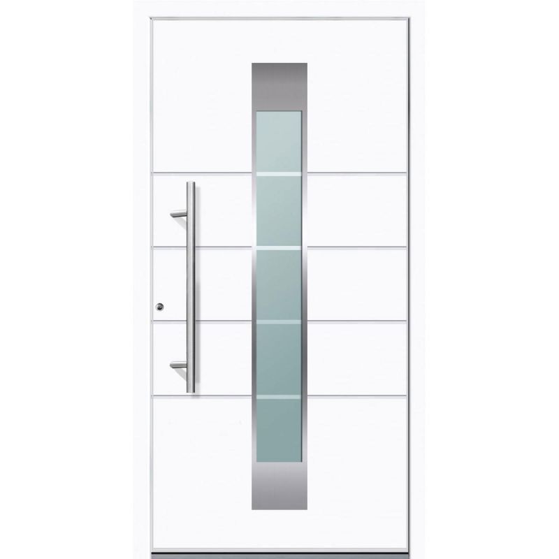 Aluminium Sicherheits-Haustür Turin Superior 60 mm weiß 100 x 210 cm Anschlag links inkl Griffset