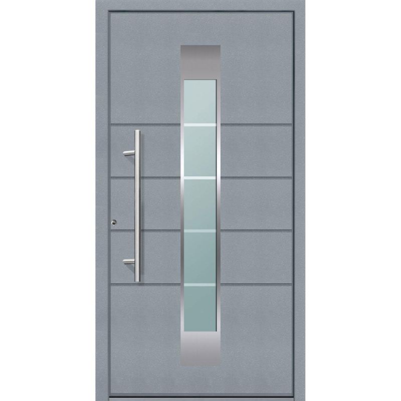 Aluminium Sicherheits-Haustür Turin Superior 60 mm grau 100 x 210 cm Anschlag links inkl Griffset