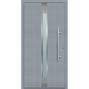 Aluminium Sicherheits-Haustür Rimini Exklusiv 75 mm grau 100 x 210 cm Anschlag rechts inkl Griffset