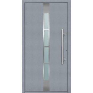 Aluminium Sicherheits-Haustür Ferrara Superior 60 mm grau 100 x 210 cm Anschlag rechts inkl Griffset Aluminium Sicherheits-Haustür Ferrara Superior 60 mm grau 100 x 210 cm Anschlag rechts inkl Griffset