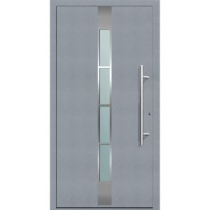 Aluminium Sicherheits-Haustür Ferrara Exklusiv 75 mm grau 100 x 210 cm Anschlag rechts inkl Griffset Aluminium Sicherheits-Haustür Ferrara Exklusiv 75 mm grau 100 x 210 cm Anschlag rechts inkl Griffset