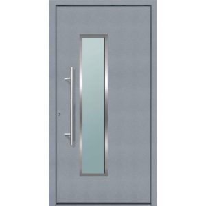 Aluminium Sicherheits-Haustür Ravenna Superior 60 mm grau 100 x 210 cm Anschlag links inkl Griffset