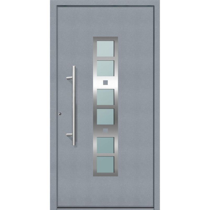 Aluminium Sicherheits-Haustür Pisa Superior 60 mm grau 100 x 210 cm Anschlag links inkl Griffset
