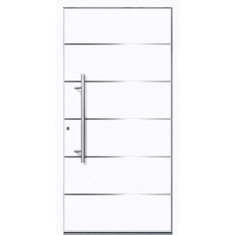 Aluminium Sicherheits-Haustür Livorno Superior 60 mm weiß 100 x 210 cm Anschlag links inkl Griffset