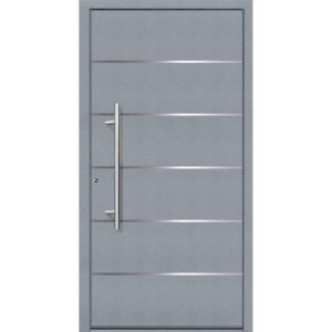 Aluminium Sicherheits-Haustür Livorno Superior 60 mm grau 100 x 210 cm Anschlag links inkl Griffset