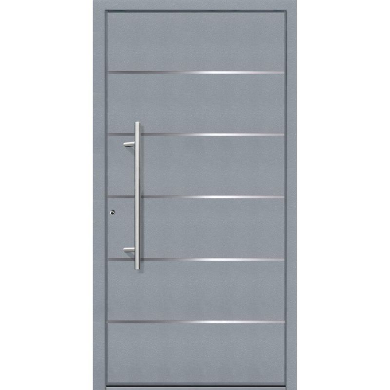 Aluminium Sicherheits-Haustür Livorno Superior 60 mm grau 100 x 210 cm Anschlag links inkl Griffset
