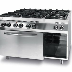 HENDI Gaskocher Kitchen Line 6 Brenner 28,5 kW mit Konvektionsofen GN1/1 HENDI Gaskocher Kitchen Line 6 Brenner 28,5 kW mit Konvektionsofen GN1/1