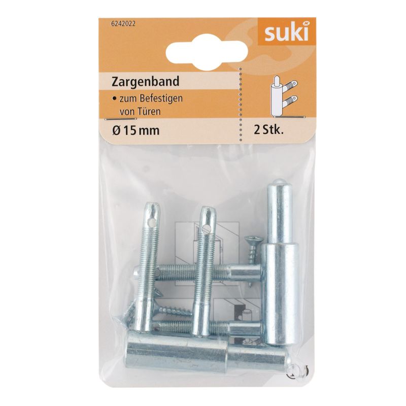 Suki Einbohrband-Unterteil Stahl 15 mm 2 Stifte 2 Stück