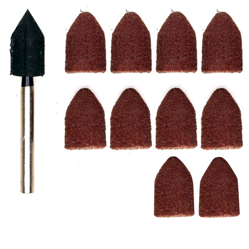Proxxon Micromot Schleifkappen Durchmesser 9 mm je 5 Stück Korn 80 und 150 mit Träger