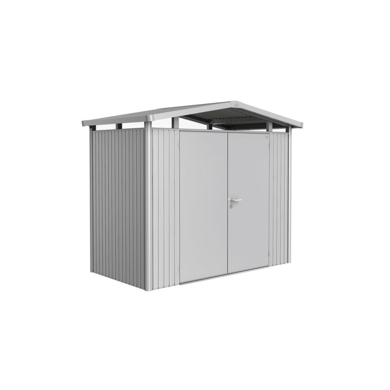 Biohort Gerätehaus Panorama Größe P1 silber-metallic mit Doppeltür