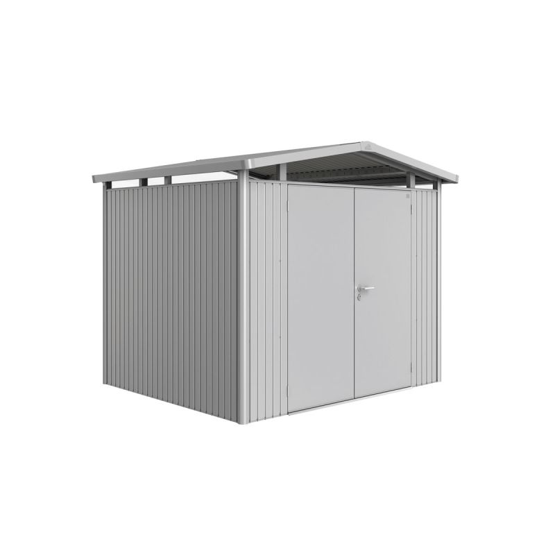 Biohort Gerätehaus Panorama Größe P3 silber-metallic mit Doppeltür