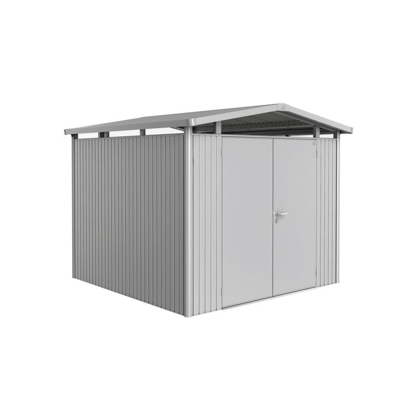 Biohort Gerätehaus Panorama Größe P4 silber-metallic mit Doppeltür