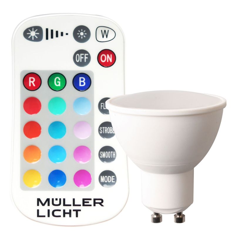 Müller Licht LED-Leuchtmittel GU10 5W mehrfarbig mit Fernbedienung