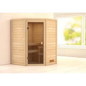 Karibu Sauna Antonia 3,6 kW naturbelassen ohne Ofen ohne Dachkranz