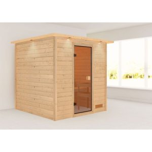 Karibu Sauna Jara mit Kranz naturbelassen ohne Ofen