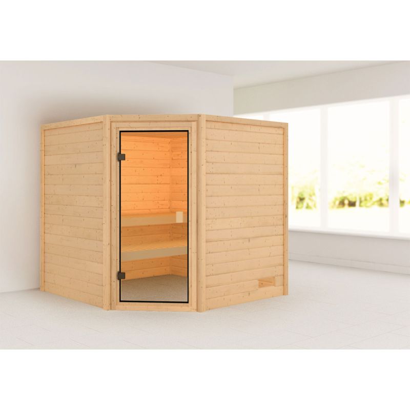 Karibu Sauna Tilda naturbelassen ohne Ofen ohne Dachkranz
