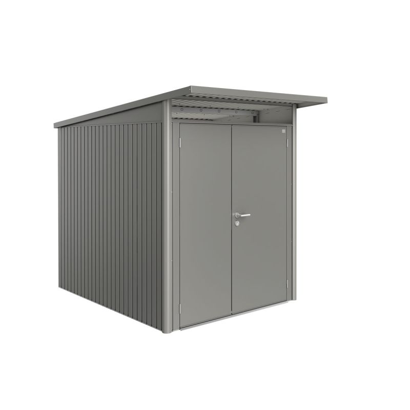Biohort Gerätehaus AvantGarde A2 quarzgrau metallic mit Doppeltür schmal