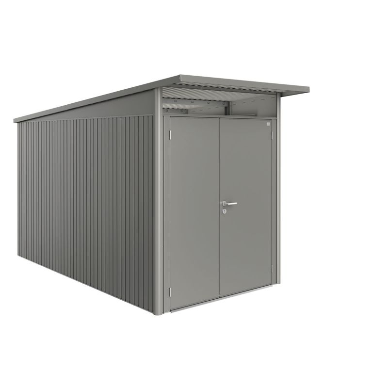 Biohort Gerätehaus AvantGarde A4 quarzgrau metallic mit Doppeltür schmal