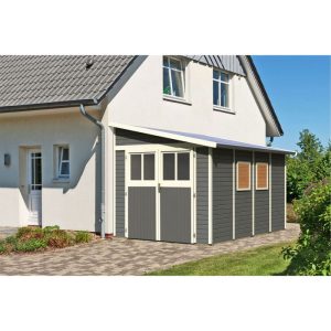 Karibu  Blockbohlenhaus Bomlitz 4 terragrau