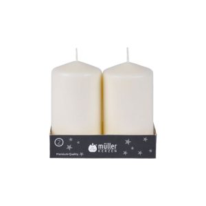 Stumpenkerze Höhe 120 mm Durchmesser 65mm 2er-Pack vanille