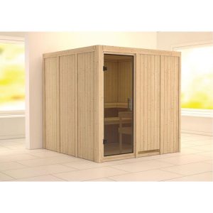 Karibu Sauna Rodin Fronteinstieg ohne Ofen Tür graphit ohne Kranz