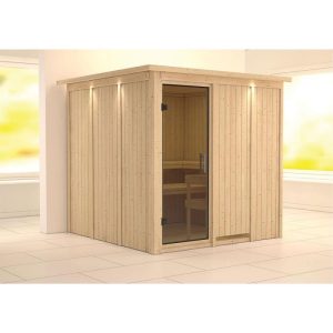 Karibu Sauna Rodin Fronteinstieg ohne Ofen Tür graphit mit Kranz
