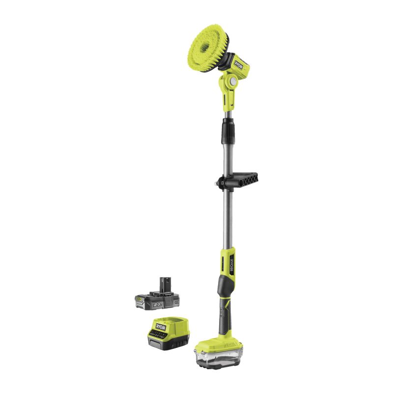 Ryobi 18V Akku-Reinigungsbuersten-Set R18TPS-120G teleskopierbar inkl 2,0 Ah Akku u Ladegerät