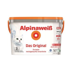Alpina Innenfarbe weiß Das Original spritzfrei matt 10 L Alpina Innenfarbe weiß Das Original spritzfrei matt 10 L