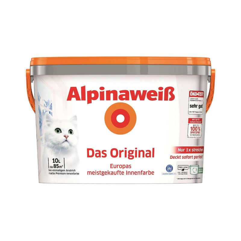 Alpina Innenfarbe weiß Das Original spritzfrei matt 10 L