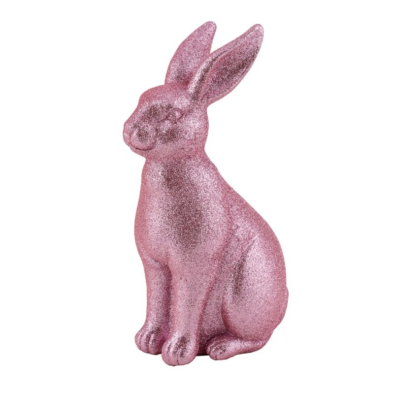 Kunstgewerbe Gehlmann Dekofigur Hase rosa/glitzer 12 x 9 x 22 cm