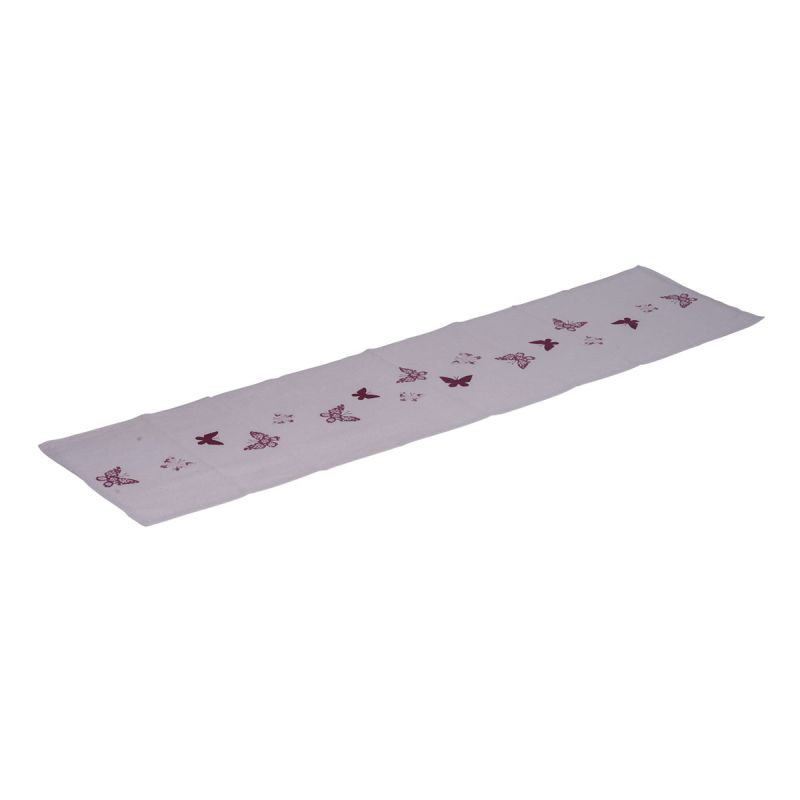 Stoff-Tischläufer Schmetterlingsmuster 40 x 150 cm rosa