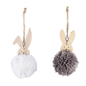 Holzhänger Hase 6 x 10 x 6 cm weiß-braun Holzhänger Hase 6 x 10 x 6 cm weiß-braun