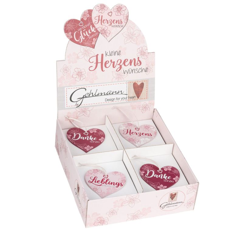 Holzherzen 9 x 9 cm rosa-pink 48 Stück
