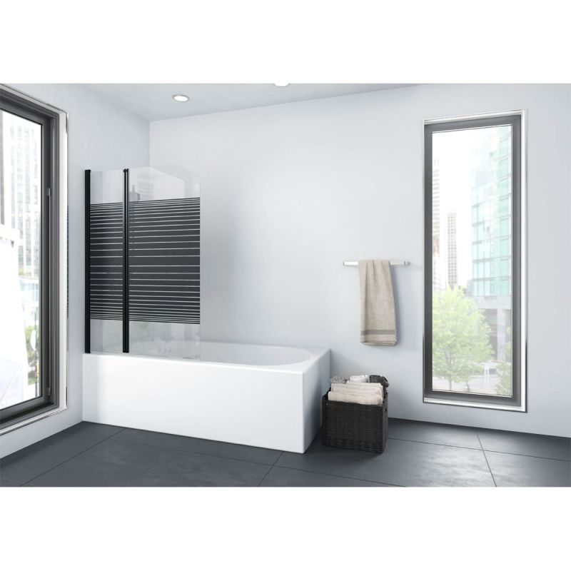 Aurlane Badewannenfaltwand Black Elegance Streifen 100 x 140 cm