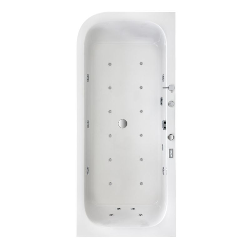 Ottofond Whirlpool-Komplettset Spirit links 180 x 80 cm weiß inklusive Wannenrandarmatur S2000