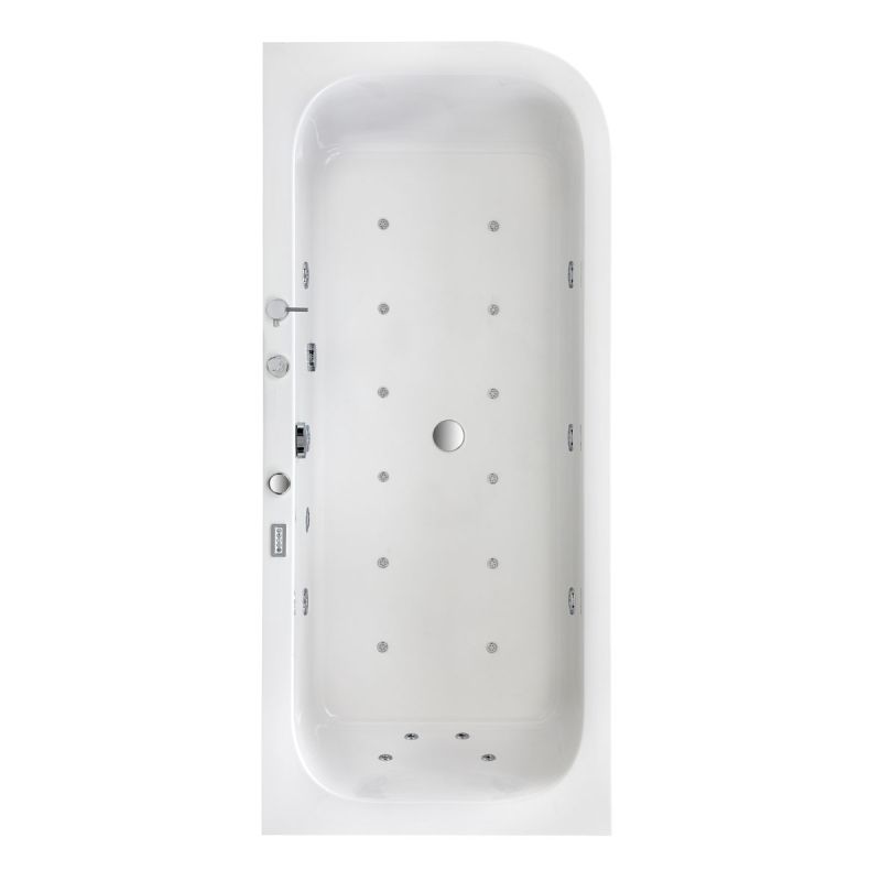 Ottofond Whirlpool-Komplettset Spirit rechts 180 x 80 cm weiß inklusive Wannenrandarmatur S2000