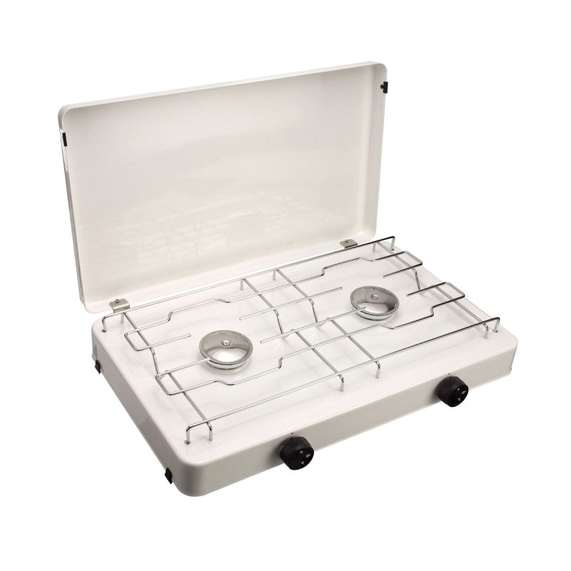 CFH Zweiflammkocher Capri inklusive Druckregler und 80 cm Gasschlauch